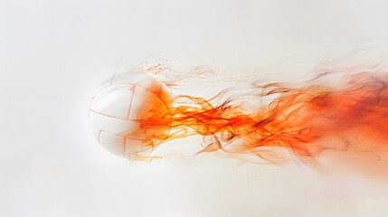 volleyball with flames isolated on white. 