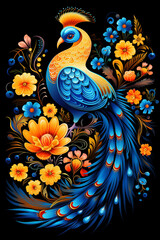 Fototapeta premium Vibrant Russian Folk-Inspired Nature Composition