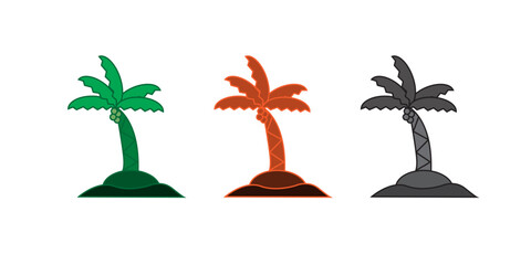 Palm Island Line Icon with three design