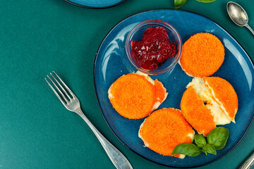 Toasted breaded camembert cheese
