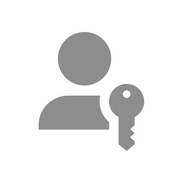 User account and key vector icon. Private, locked, password protected symbol.