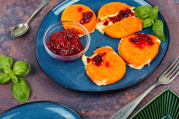 Camembert cheese with berry sauce