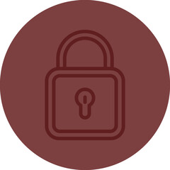 Locked Vector Line Maroon Circle Maroon