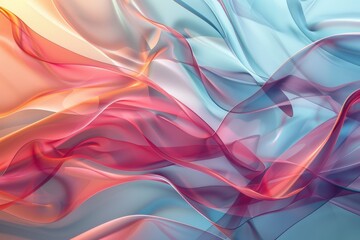 Obraz premium Abstract artwork showcasing fluid waves in a vibrant mix of red, blue, orange, and purple. The smooth, flowing lines create a dynamic and harmonious visual experience.