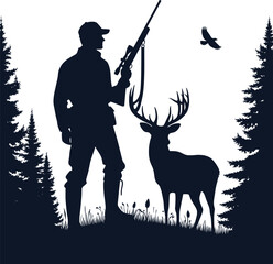 Deer hunter silhouette vector