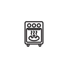Oven icon vector. Line style. Illustration of electric oven for kitchen interior design. Editable icon.