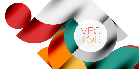 Fototapeta premium Shadow effect shiny circles and round triangles geometric modern art. Vector Illustration For Wallpaper, Banner, Background, Card, Book Illustration, landing page