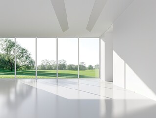 Fototapeta premium Bright Minimalist Room with Large Window