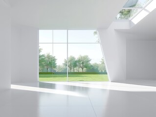 Fototapeta premium Modern Room with Scenic Window View