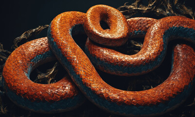 Obraz premium Fantasy Illustration of a wild snake. Digital art style wallpaper background.