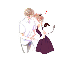 小悪魔な女性に迫られている男性