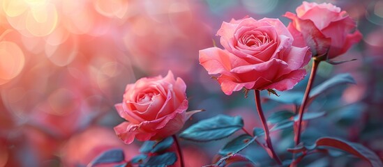 Pink Roses Blooming in Sunlight