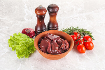 Raw turkey liver in a bowl ready for cooking