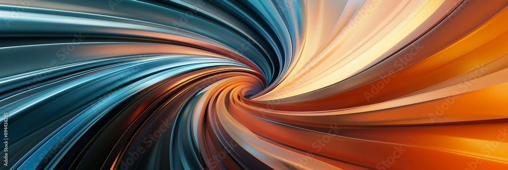 Poster a dynamic swirl in vibrant blue and orange colors forms a flowing abstract pattern full of energy an