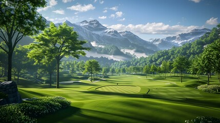 A golf course in a mountainous area img