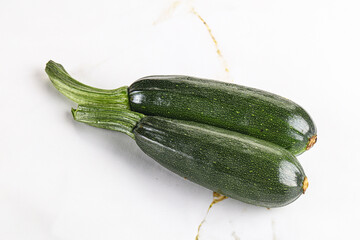 Sliced raw young green zucchini