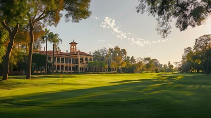 Fototapeta premium Golf course on the grounds of an ancient image