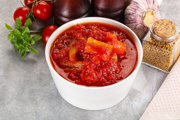 Hungarian lecho with bell pepper