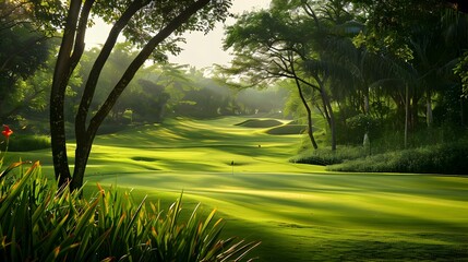 A golf course with integrated eco-parks where green image