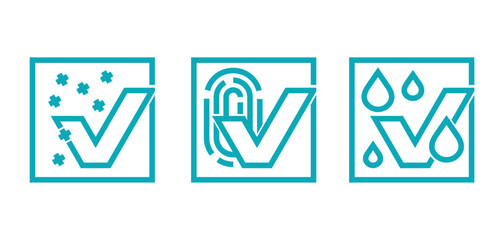 Glass cleaning agent icons set in bold line