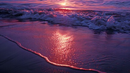 Naklejka premium Sunset over the ocean creates a dramatic spectacle img