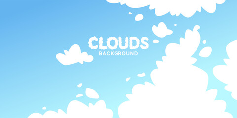 Fluffy clouds. Cartoon clouds in a blue sky. Cute vector illustration for creativity. Background for illustration.