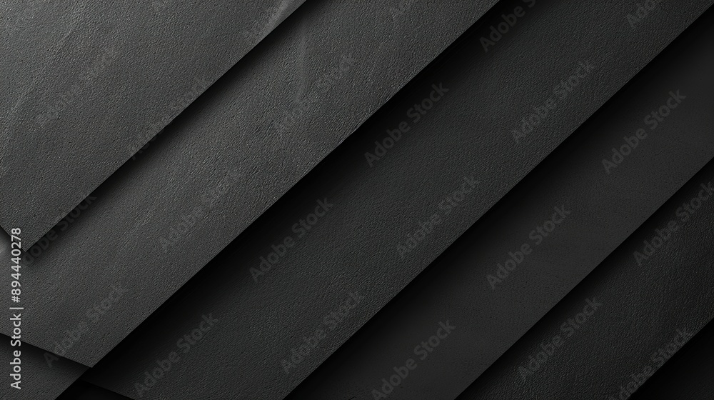 Poster dark graphite grey abstract textured geometric stepped background with fly rectangle paper sheets, s