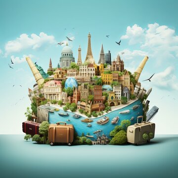 Explore famous landmarks such as the Eiffel Tower, Big Ben, and Taj Mahal in stunning photorealistic. Perfect for travel, tourism, and educational purposes.