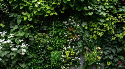 A green wall on the restaurant premises decorated image