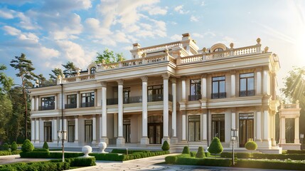 Fototapeta premium A classic mansion with columns and spacious balconies image