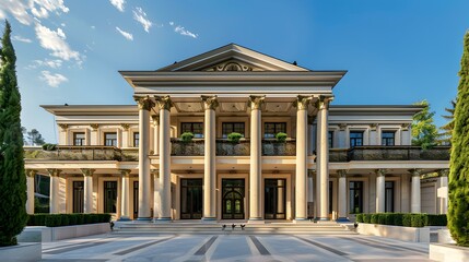 Obraz premium A classic mansion with columns and spacious balconies