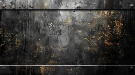 Obraz premium Large formal banner with grungy dark metal texture and space for text