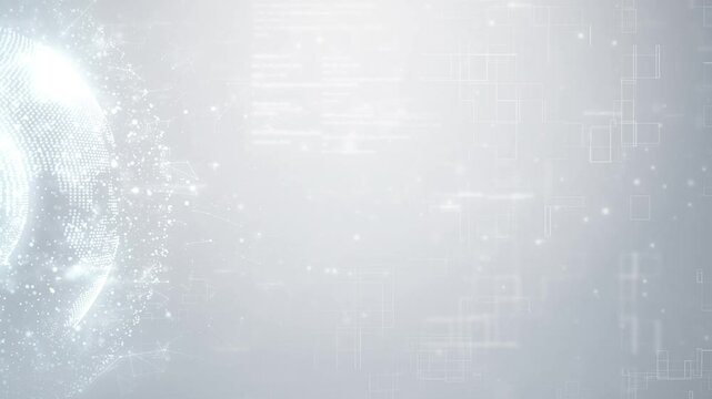 White Digital Particle Network Background on Clean Gray Technology Surface with Data Connections for Business Data Visualization
