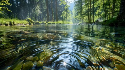 Fototapeta premium A forest river with clear water picture