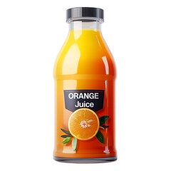 Orange juice glass bottle isolated on white transparent, PNG