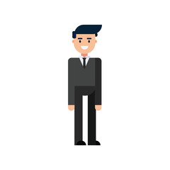 Business man character standing. Flat design, isolated on white background. Vector illustration