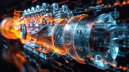 Superimposed Visualization of Noise and Sound Waves with High-Performance Car Engine. AI Generated
