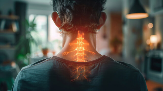 A Break in the Day: Man Needs Relief from Neck Ache (Digital)