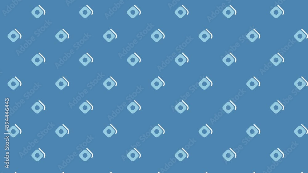 Poster seamless loop animation of blue background with repeating pattern of light blue geometric shapes, id
