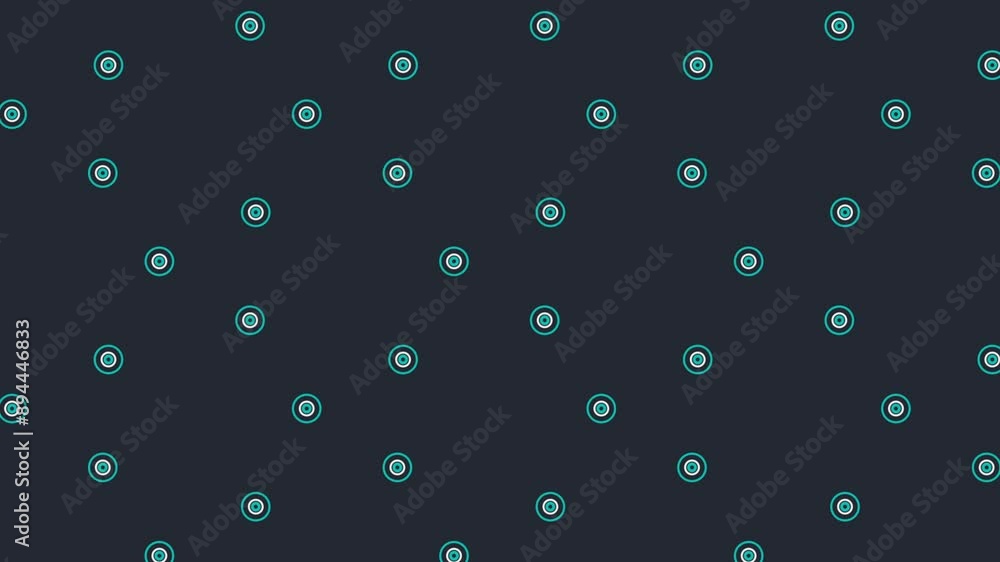 Poster seamless loop animation of dark blue background with repeating pattern of light blue and white conce