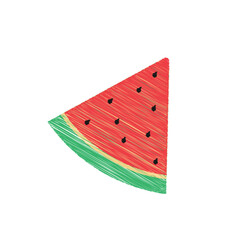 Sliced of watermelon sketch isolated on white background. Vector illustration