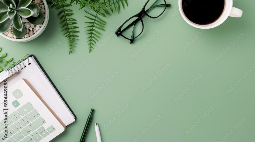 Poster a natural workspace with seo graphs and green elements, emphasizing content creation