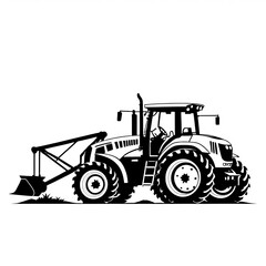 Fototapeta premium Farm Equipment Silhouette Design in Black and White