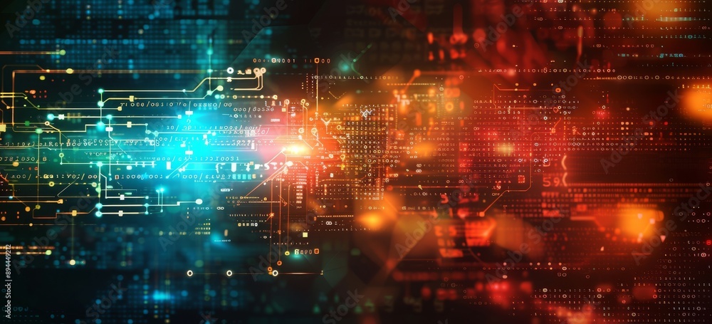 Aufkleber vibrant abstract digital network background featuring interconnected technology circuits and glowing