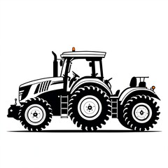 Isolated Silhouette of Farm Vehicle Design