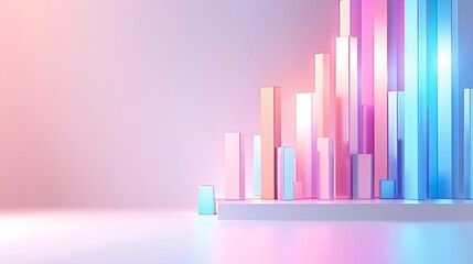 Fototapeta premium Soft pastel gradient background with effective SEO graphs, representing successful campaigns