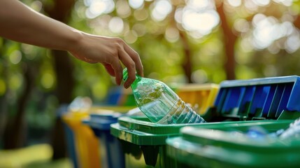 Hand Recycling a Plastic Bottle