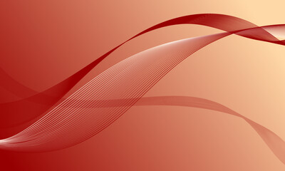 red yellow lines wave curves on smooth gradient abstract background
