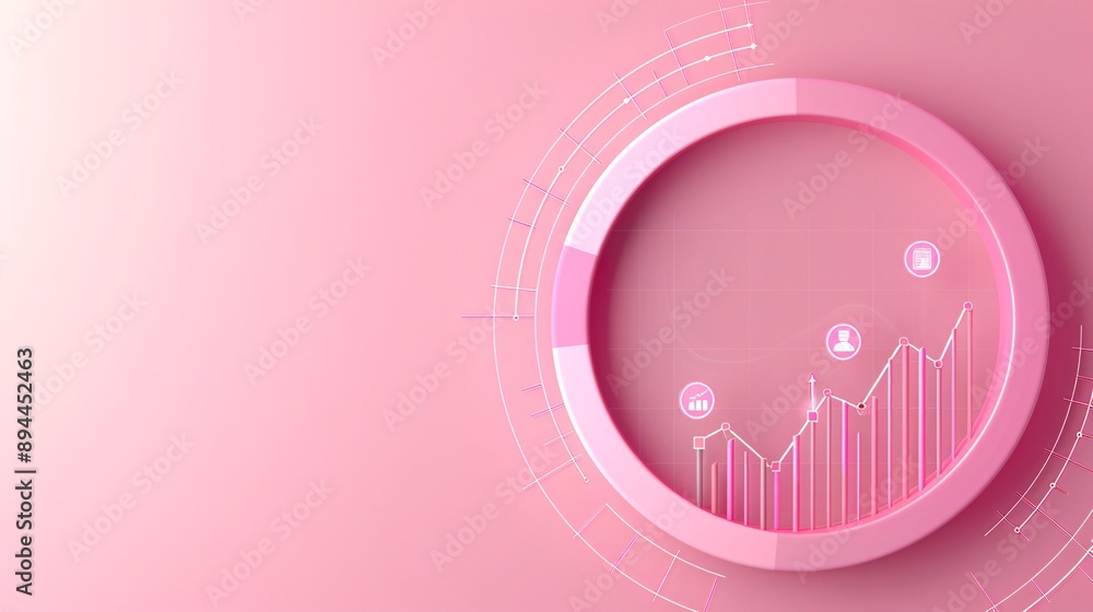 Poster a gentle gradient background with an analytics dashboard, showing brand awareness