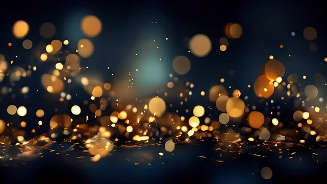 Video of blurry image of a dark blue background with many small, bright yellow circles scattered throughout. The image has a dreamy, ethereal quality to it